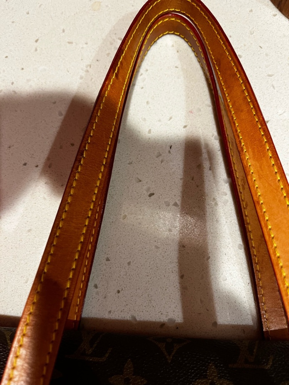 Louis Vuitton Monogram Canvas Shoulder Bag with Tan Straps - Picture 9 of 10